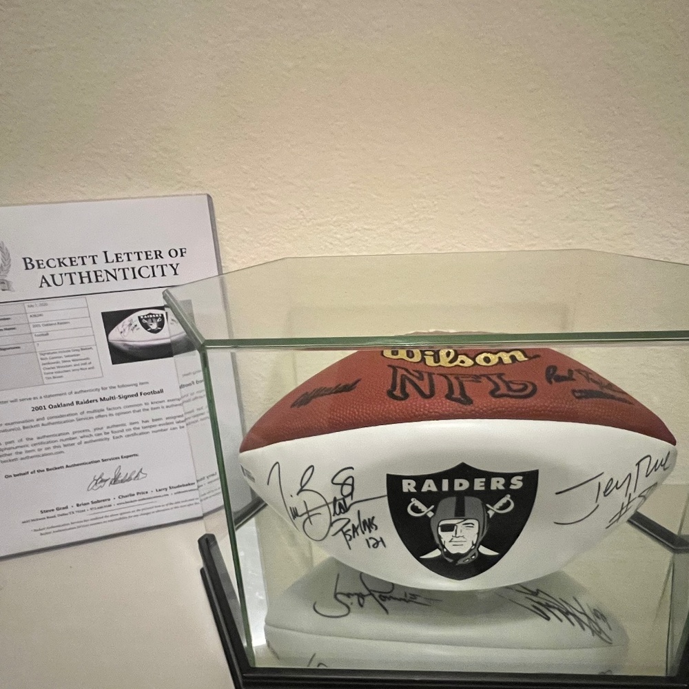 2001 Signed Oakland Raiders Tuck Rule Game Signed Football - Signed After Game